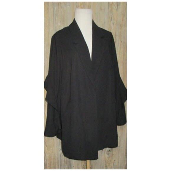 Alfani New Womens Ruffle Open Front Jacket Size 1X Business Classic - Picture 1 of 13